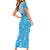 Personalized Fiji Spring Break Short Sleeve Bodycon Dress Fijian Tapa Pattern Blue LT05 - Polynesian Pride