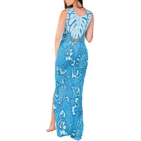 Personalized Fiji Spring Break Tank Maxi Dress Fijian Tapa Pattern Blue LT05 - Polynesian Pride