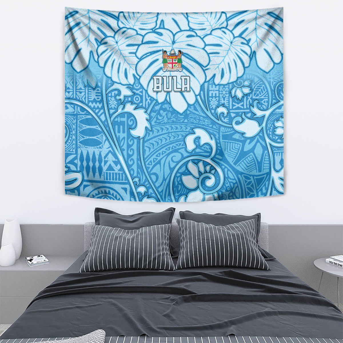 Fiji Spring Break Tapestry Fijian Tapa Pattern Blue LT05 - Polynesian Pride