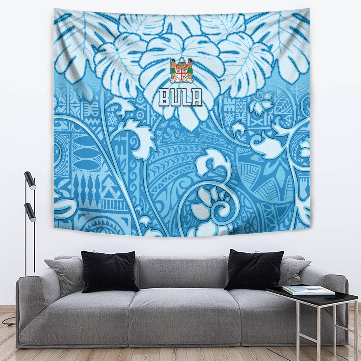 Fiji Spring Break Tapestry Fijian Tapa Pattern Blue LT05 - Polynesian Pride