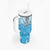 Personalized Fiji Spring Break Tumbler With Handle Fijian Tapa Pattern Blue