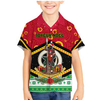 Personalized Vanuatu Christmas Family Matching Mermaid Dress and Hawaiian Shirt Santa God Yumi LT05 Son's Shirt Red - Polynesian Pride
