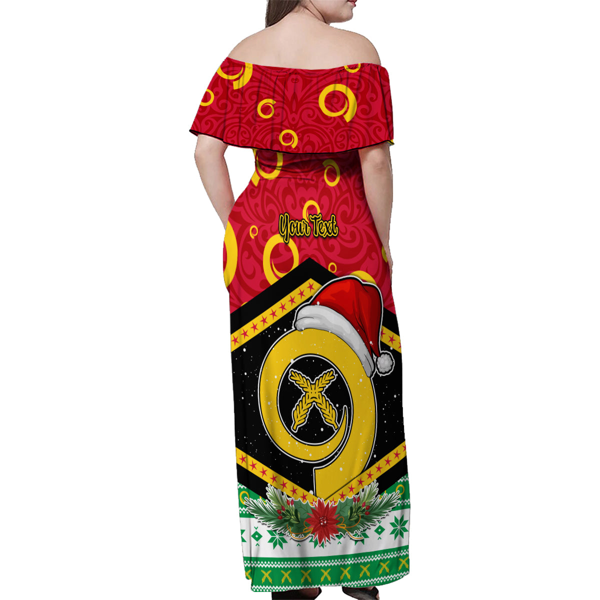 Personalized Vanuatu Christmas Family Matching Off Shoulder Maxi Dress and Hawaiian Shirt Santa God Yumi LT05 - Polynesian Pride