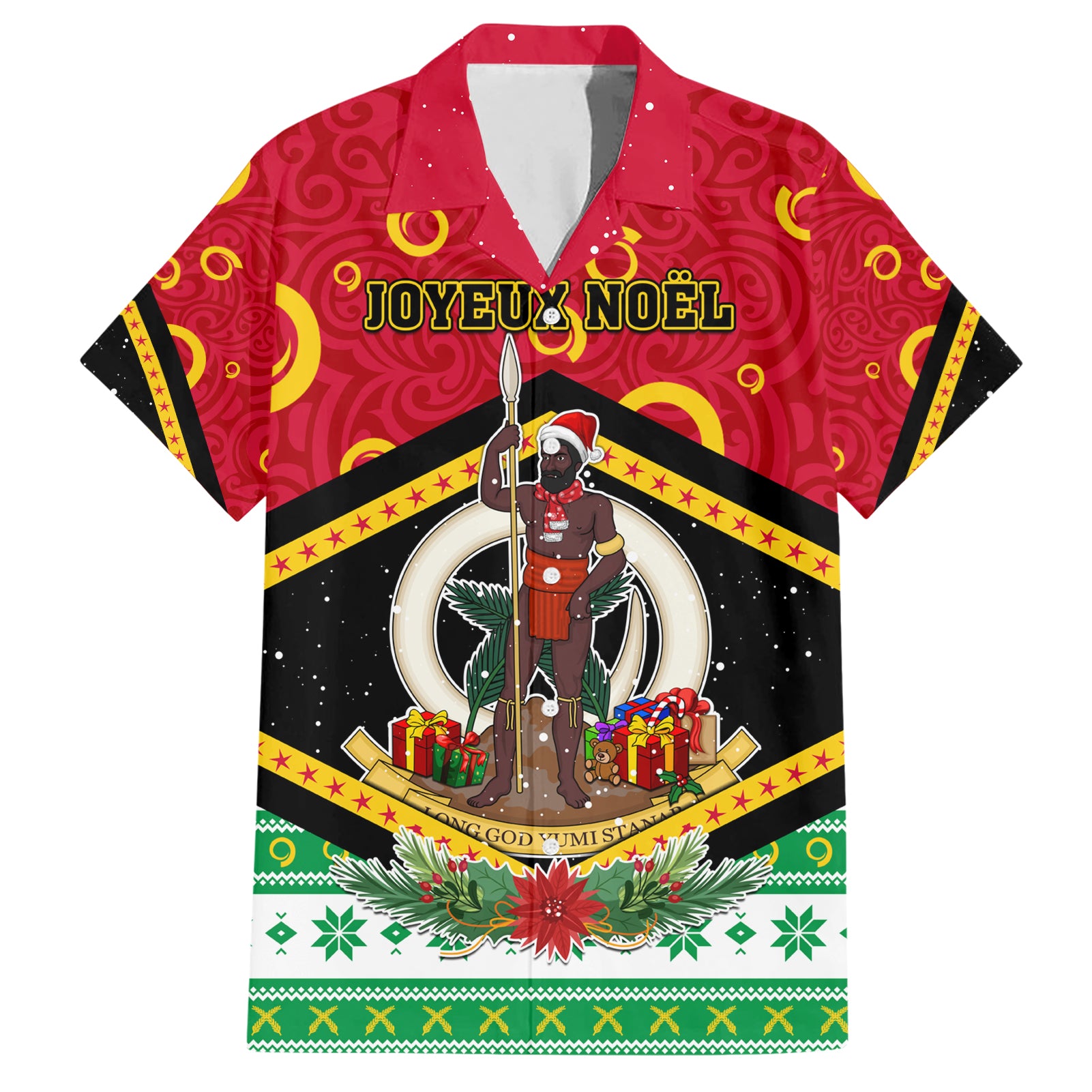 Personalized Vanuatu Christmas Hawaiian Shirt Santa God Yumi LT05 Red - Polynesian Pride