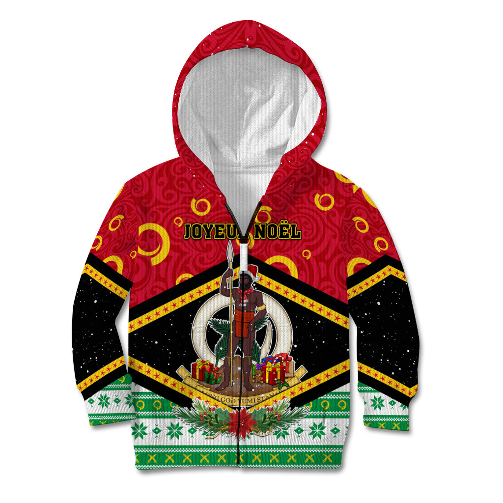 Personalized Vanuatu Christmas Kid Hoodie Santa God Yumi LT05 Zip Hoodie Red - Polynesian Pride