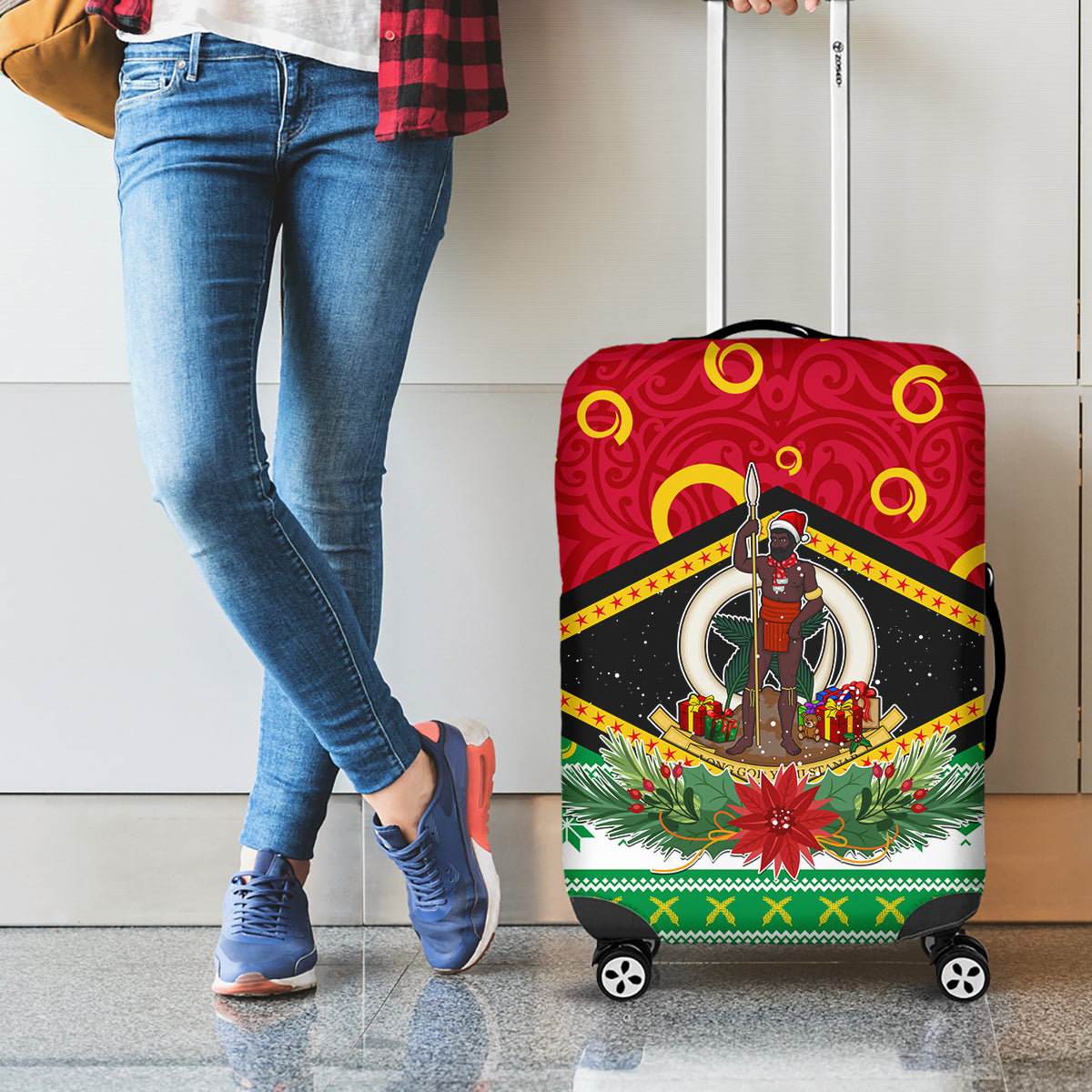 Vanuatu Christmas Luggage Cover Santa God Yumi LT05 - Polynesian Pride