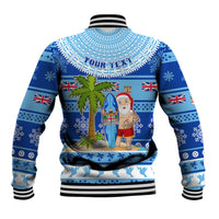 Personalized Fiji Christmas Baseball Jacket Santa Claus Surf Marau Na Kerisimasi LT05 - Polynesian Pride