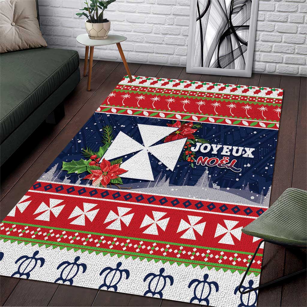 Wallis and Futuna Christmas Area Rug Poinsettia Joyeux Noel