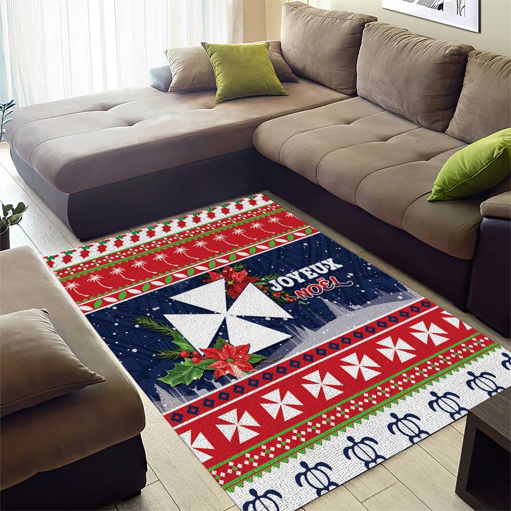 Wallis and Futuna Christmas Area Rug Poinsettia Joyeux Noel