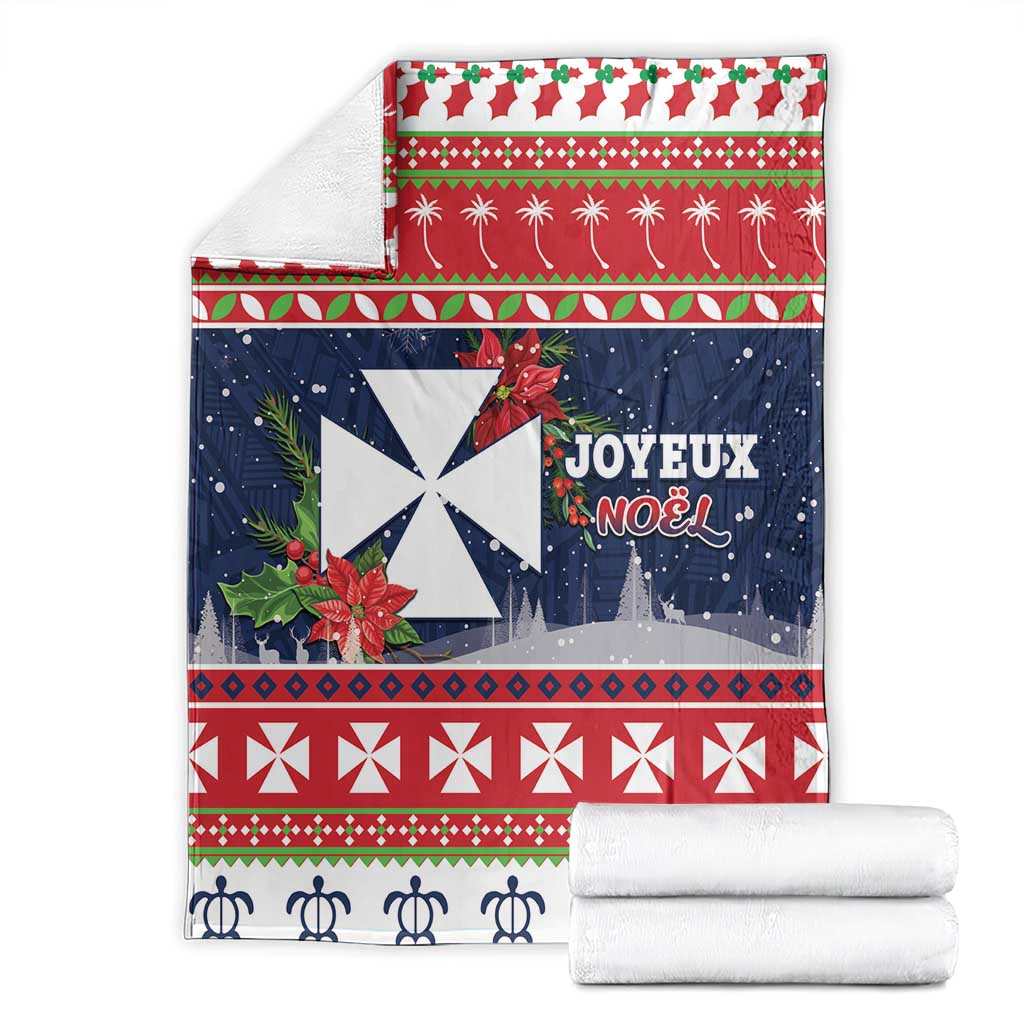 Wallis and Futuna Christmas Blanket Poinsettia Joyeux Noel
