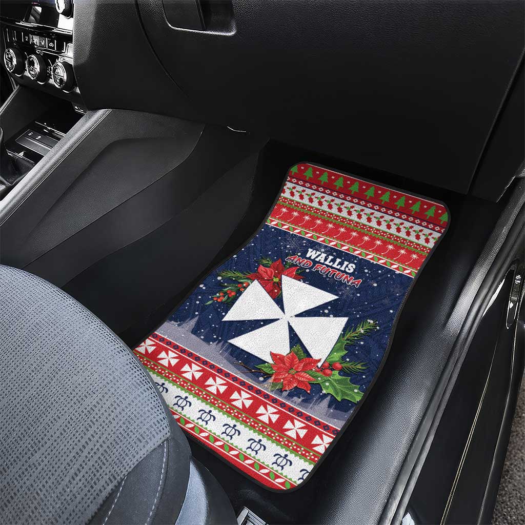 Wallis and Futuna Christmas Car Mats Poinsettia Joyeux Noel