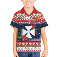 Wallis and Futuna Christmas Family Matching Tank Maxi Dress and Hawaiian Shirt Poinsettia Joyeux Noel