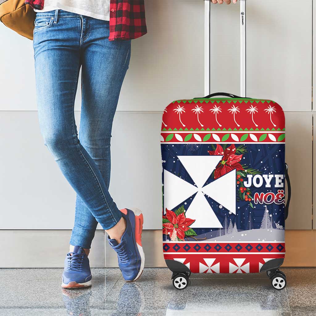 Wallis and Futuna Christmas Luggage Cover Poinsettia Joyeux Noel