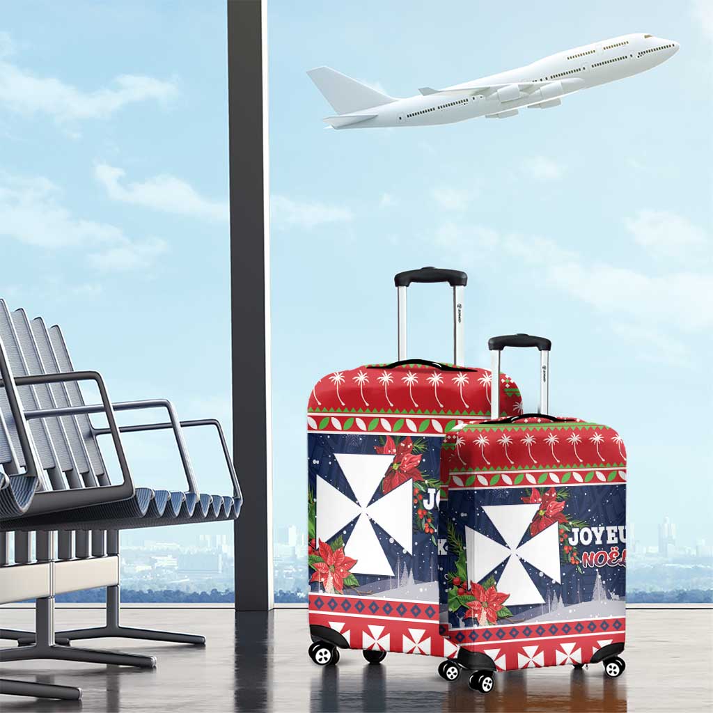 Wallis and Futuna Christmas Luggage Cover Poinsettia Joyeux Noel