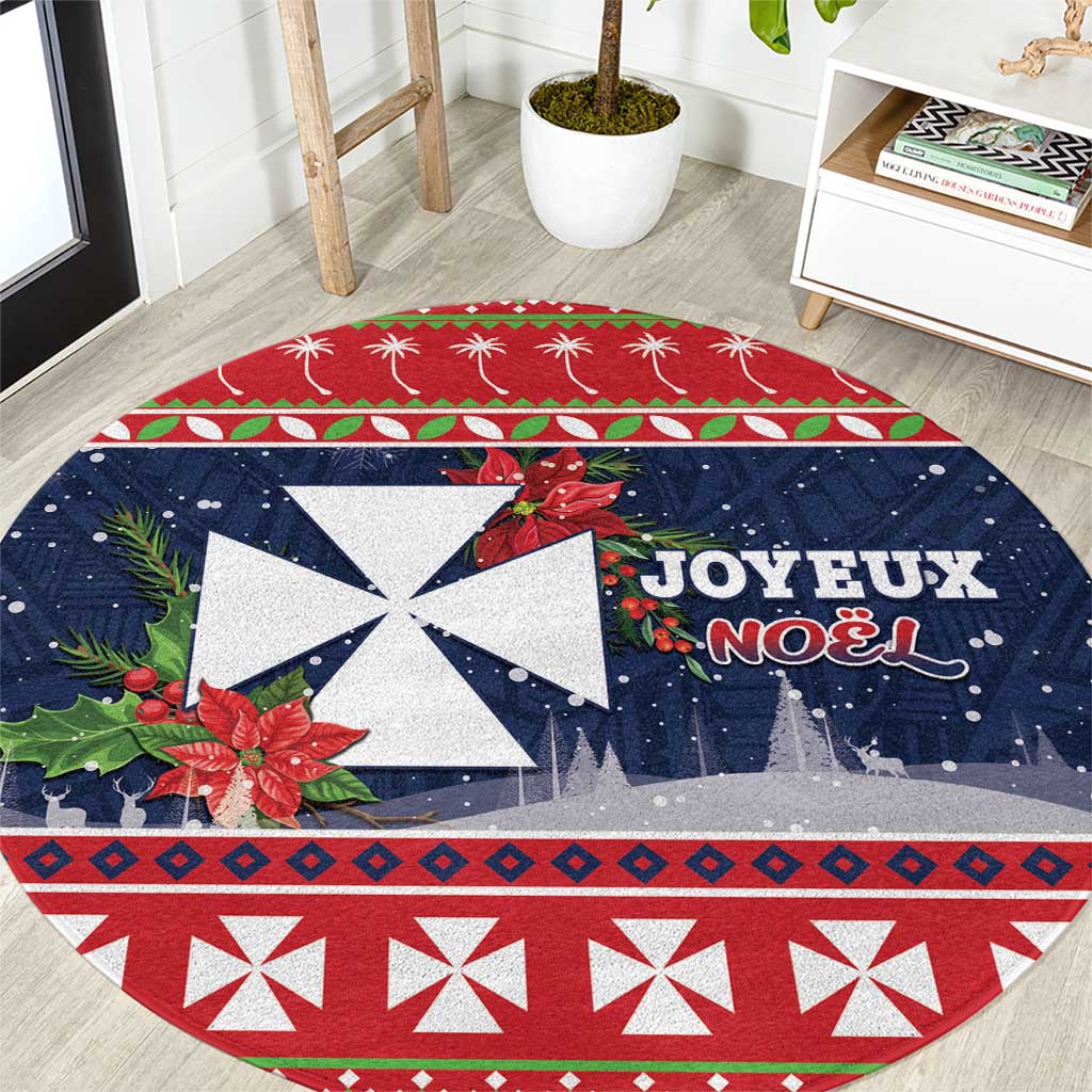 Wallis and Futuna Christmas Round Carpet Poinsettia Joyeux Noel