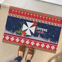 Wallis and Futuna Christmas Rubber Doormat Poinsettia Joyeux Noel