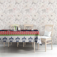 Wallis and Futuna Christmas Tablecloth Poinsettia Joyeux Noel