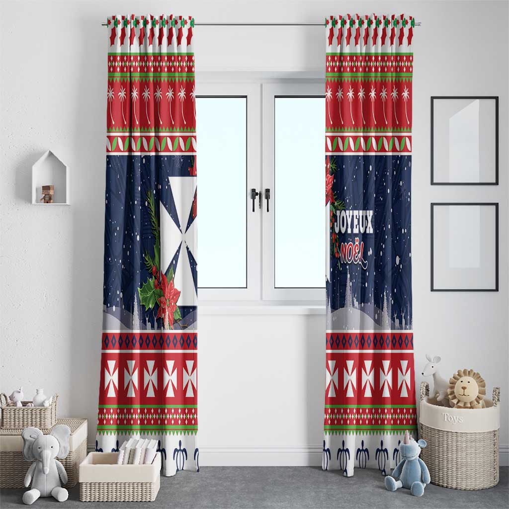 Wallis and Futuna Christmas Window Curtain Poinsettia Joyeux Noel