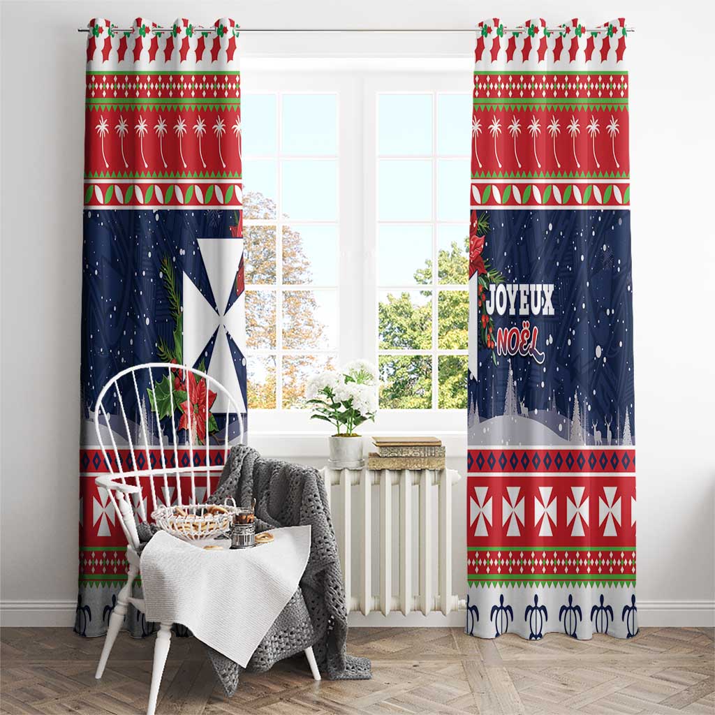 Wallis and Futuna Christmas Window Curtain Poinsettia Joyeux Noel