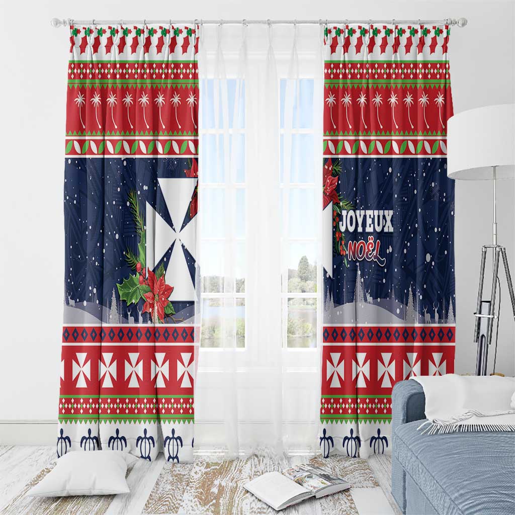 Wallis and Futuna Christmas Window Curtain Poinsettia Joyeux Noel