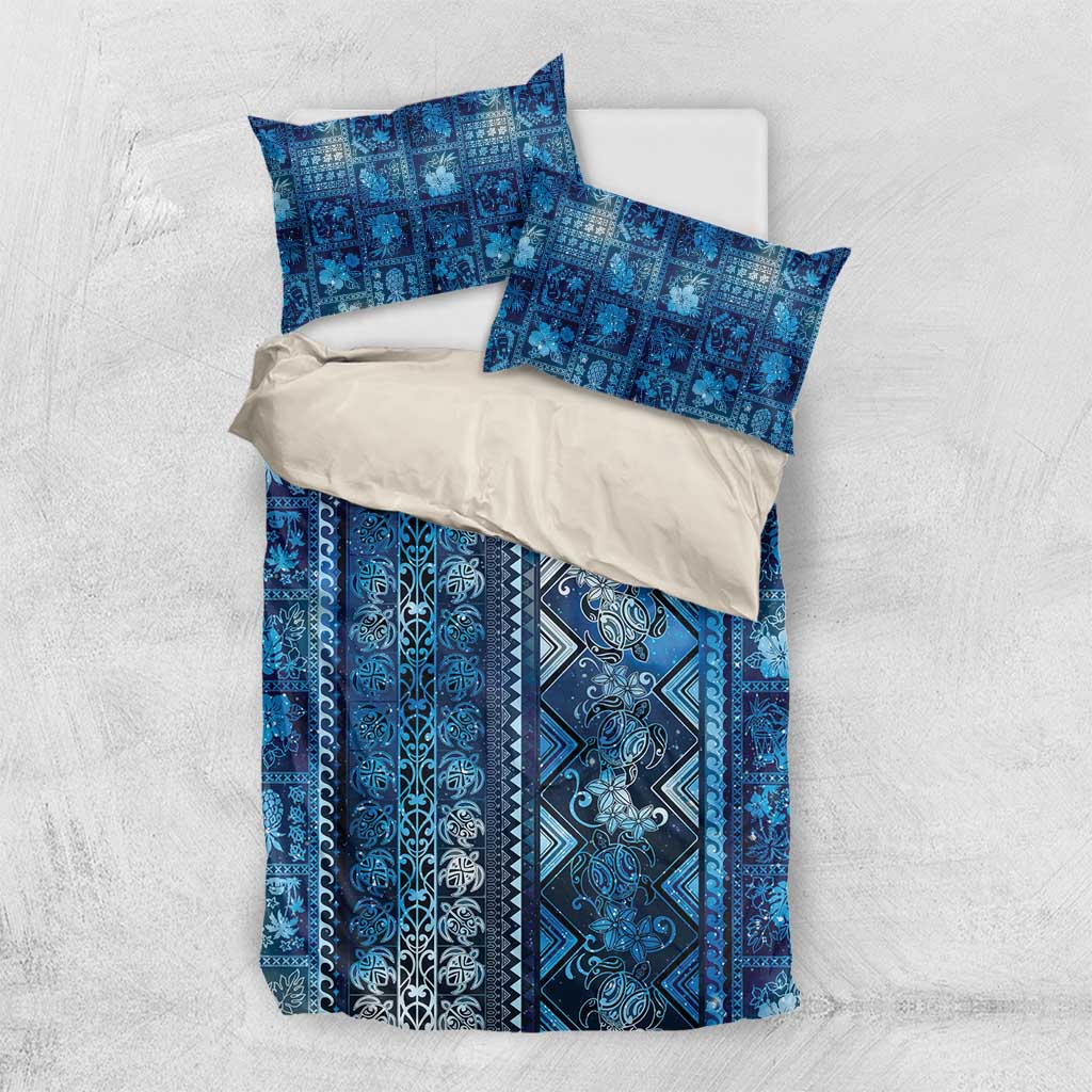 Hawaii Makahiki Turtle Bedding Set Galaxy Tapa Pattern - Polynesian Pride