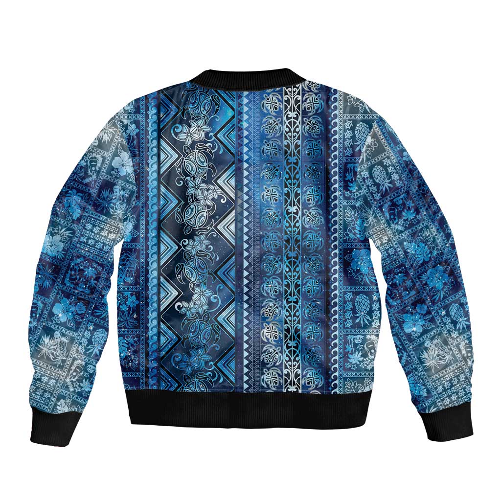 Hawaii Makahiki Turtle Bomber Jacket Galaxy Tapa Pattern - Polynesian Pride