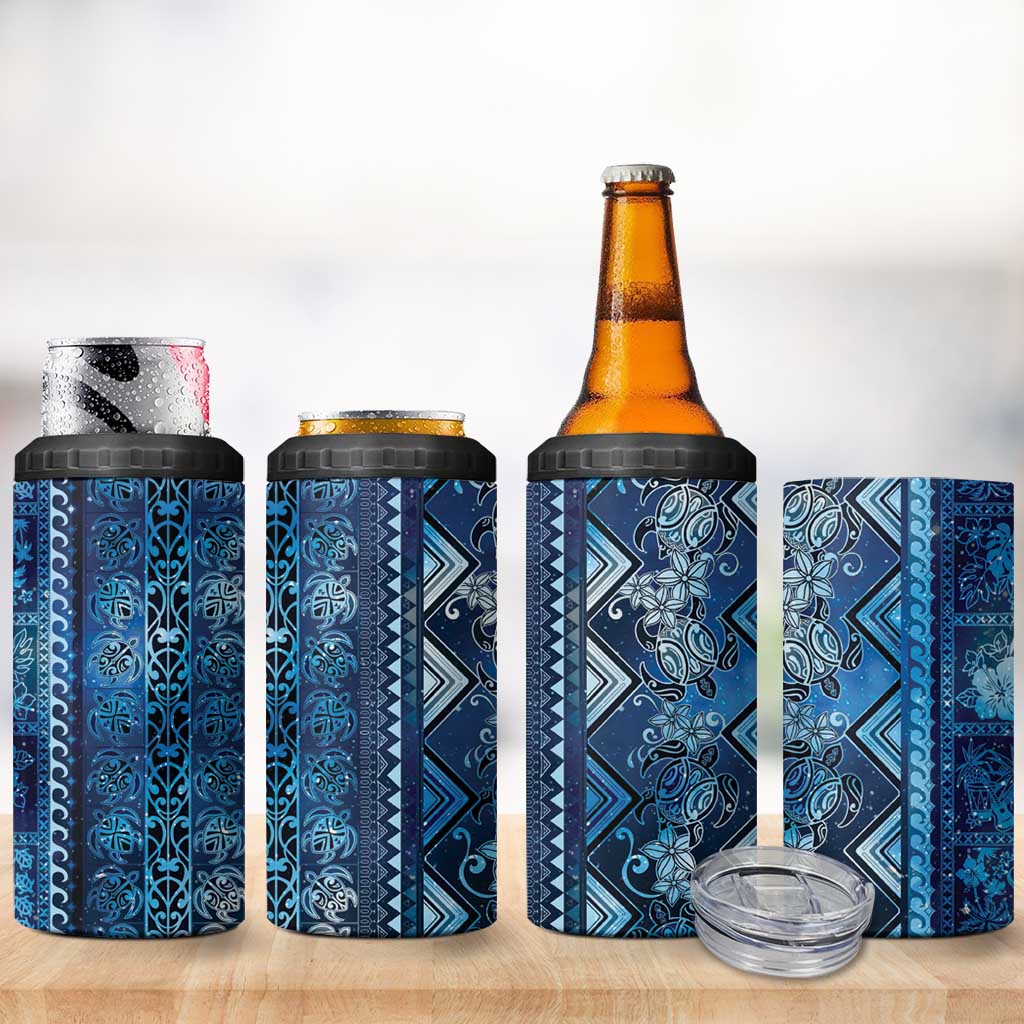 Hawaii Makahiki Turtle 4 in 1 Can Cooler Tumbler Galaxy Tapa Pattern - Polynesian Pride
