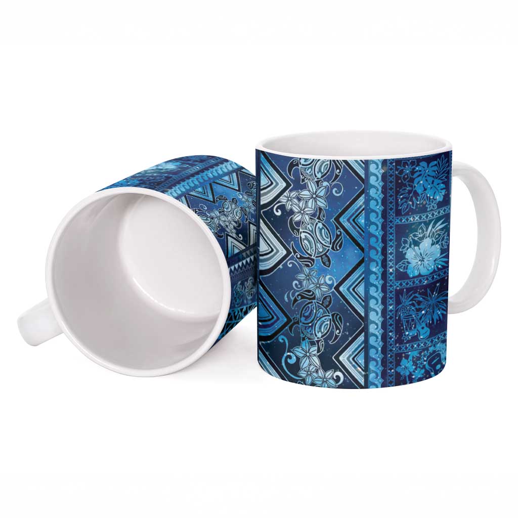 Hawaii Makahiki Turtle Ceramic Mug Galaxy Tapa Pattern - Polynesian Pride