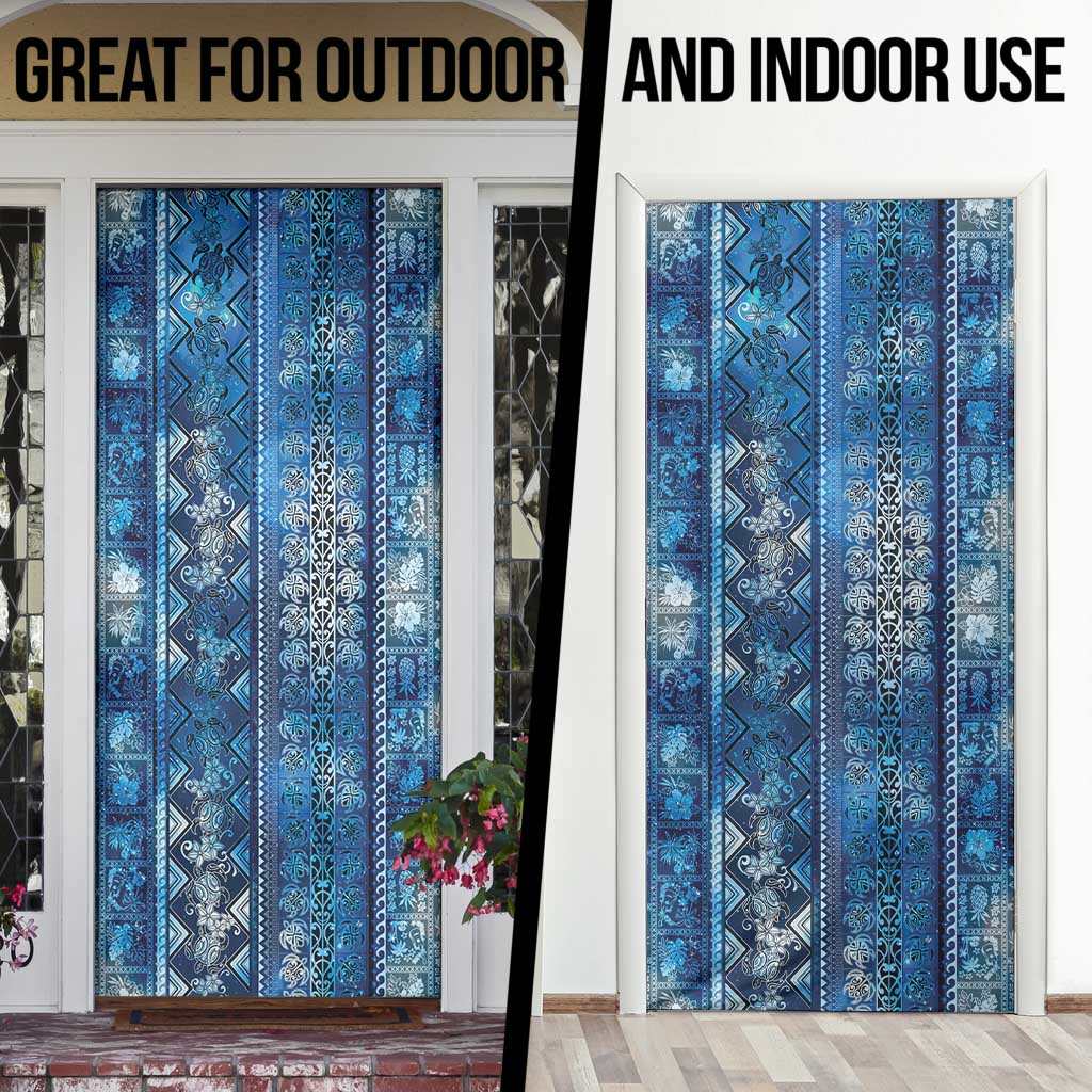 Hawaii Makahiki Turtle Door Cover Galaxy Tapa Pattern - Polynesian Pride
