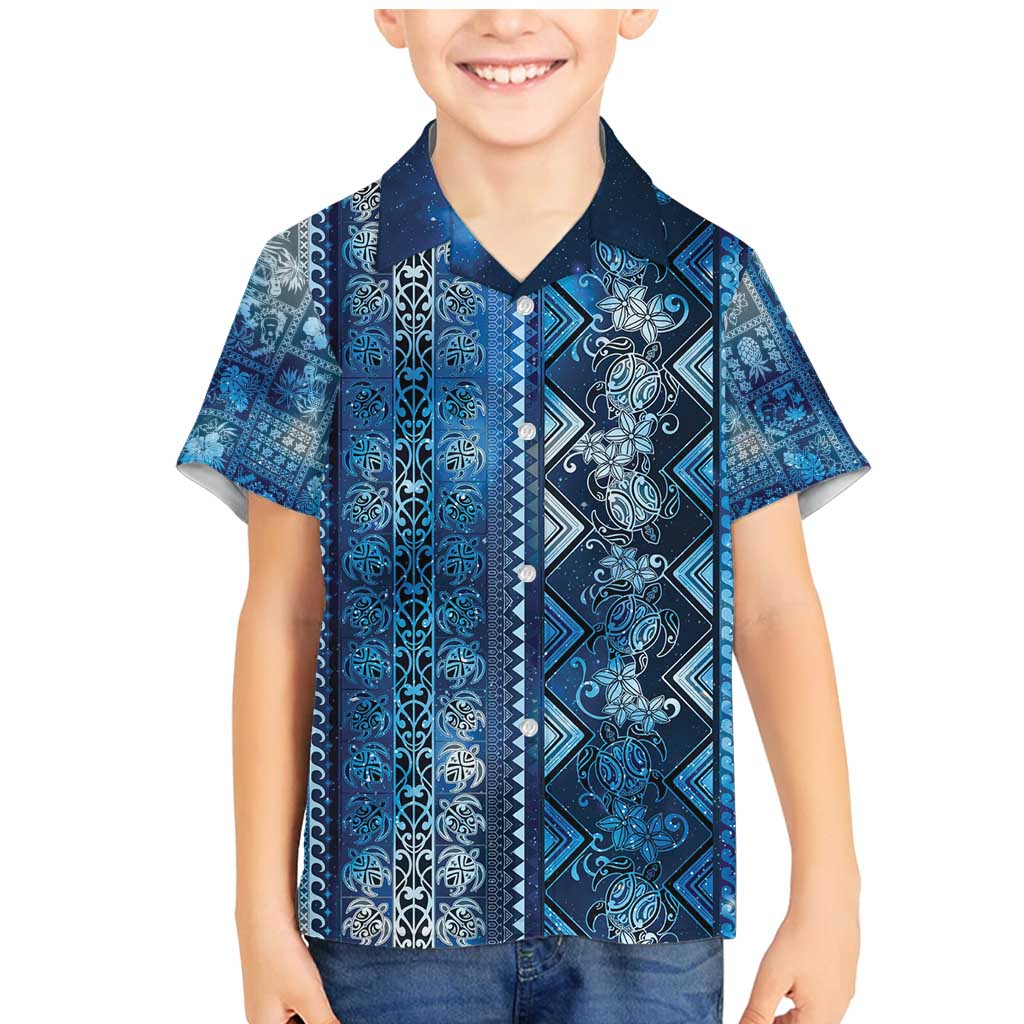 Hawaii Makahiki Turtle Family Matching Mermaid Dress and Hawaiian Shirt Galaxy Tapa Pattern - Polynesian Pride