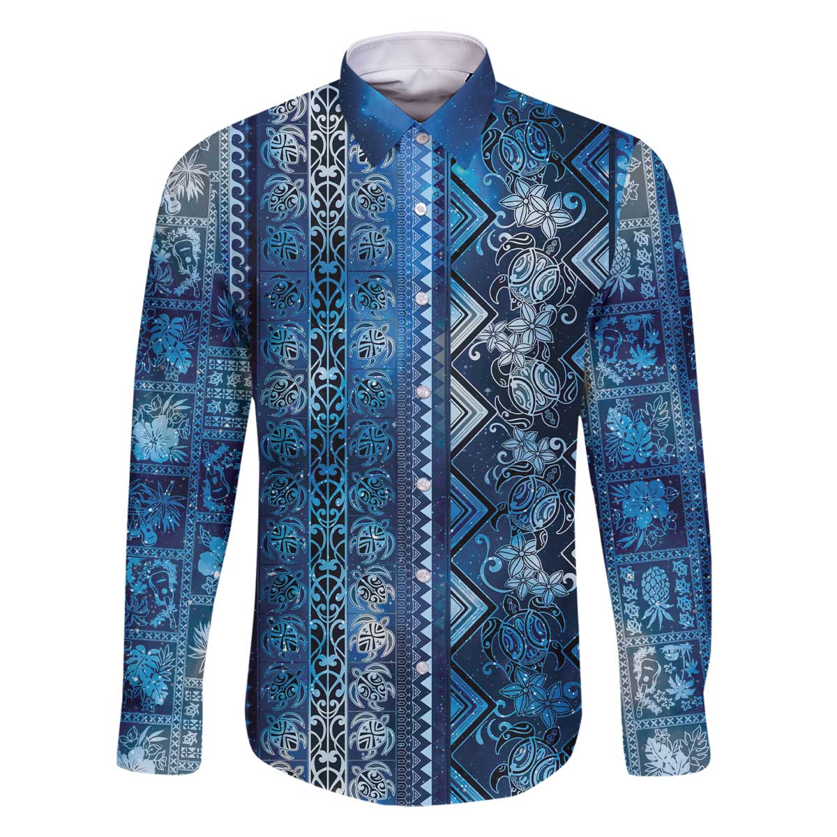 Hawaii Makahiki Turtle Family Matching Off The Shoulder Long Sleeve Dress and Hawaiian Shirt Galaxy Tapa Pattern - Polynesian Pride