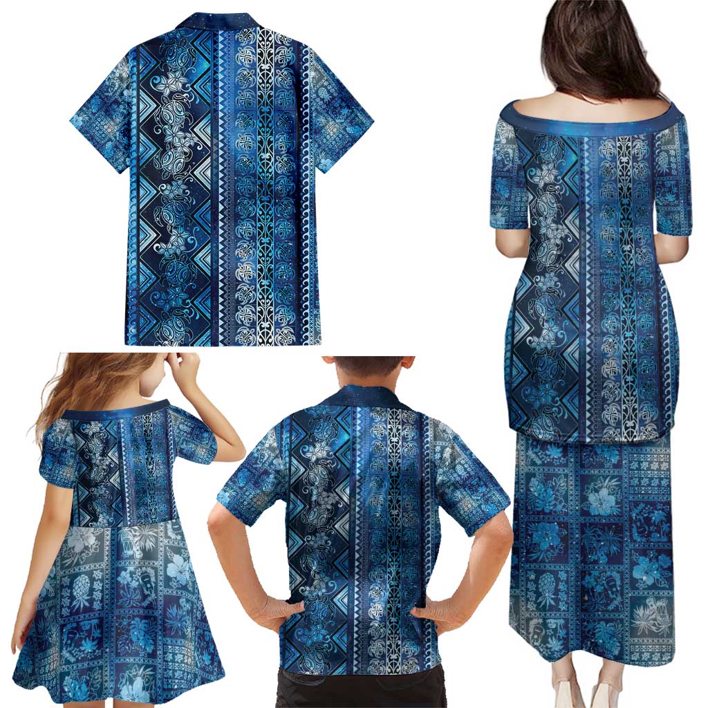 Hawaii Makahiki Turtle Family Matching Puletasi and Hawaiian Shirt Galaxy Tapa Pattern - Polynesian Pride