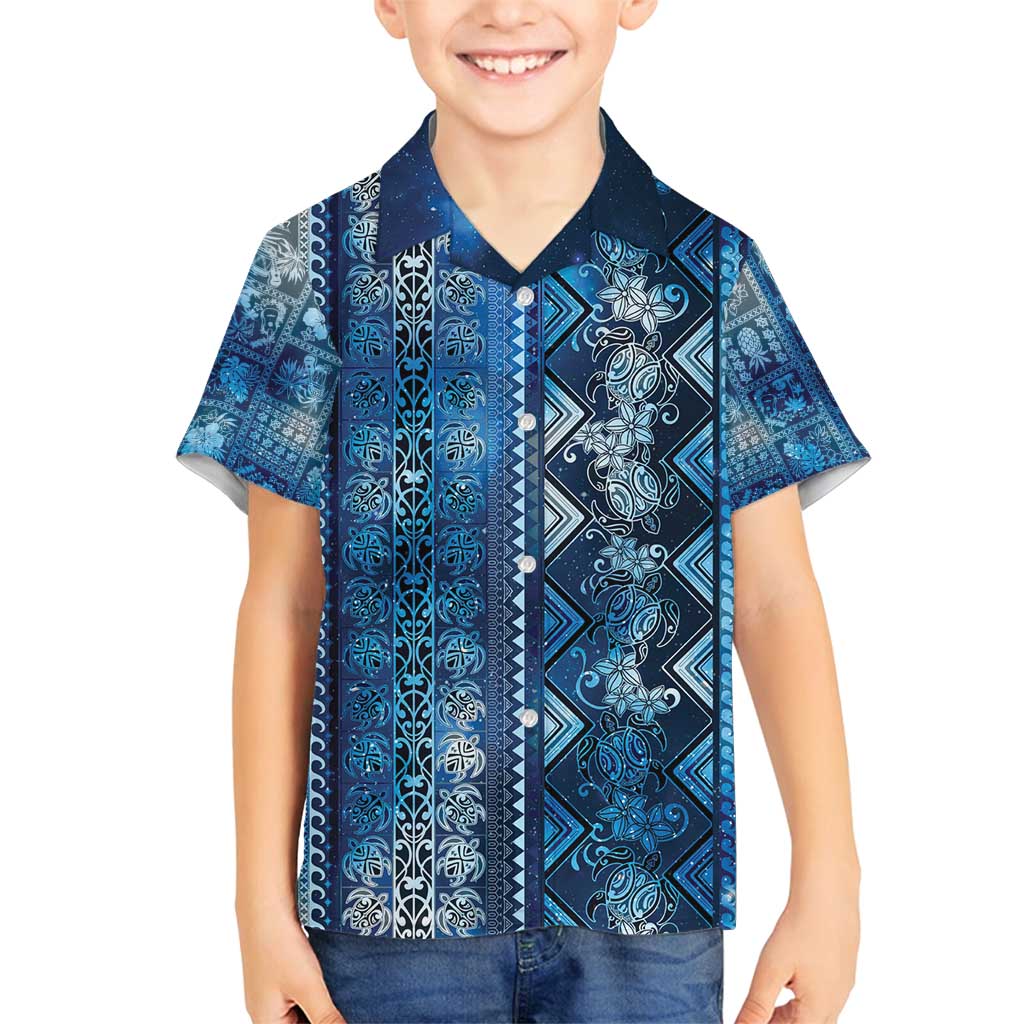 Hawaii Makahiki Turtle Family Matching Summer Maxi Dress and Hawaiian Shirt Galaxy Tapa Pattern - Polynesian Pride