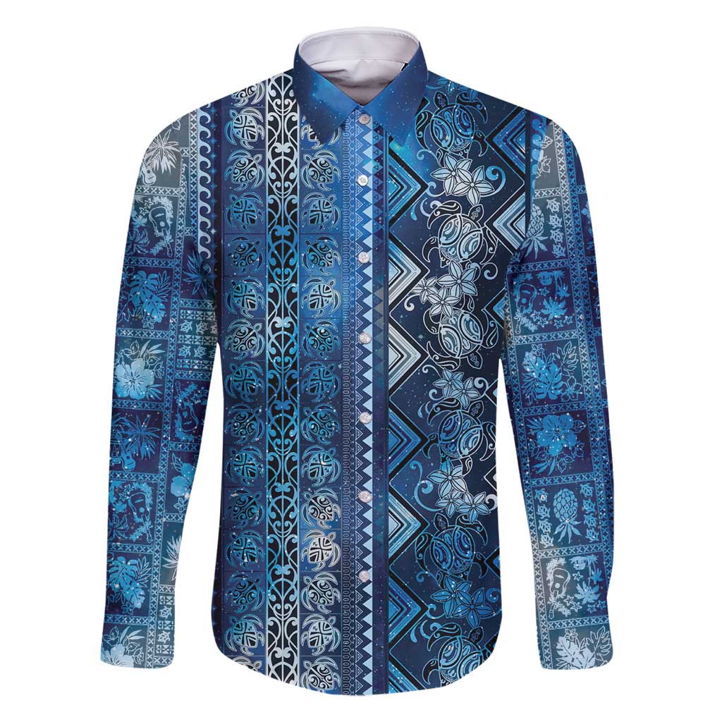 Hawaii Makahiki Turtle Family Matching Tank Maxi Dress and Hawaiian Shirt Galaxy Tapa Pattern - Polynesian Pride