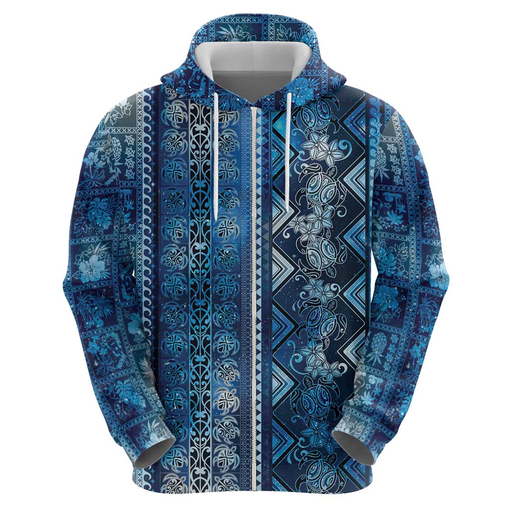 Hawaii Makahiki Turtle Hoodie Galaxy Tapa Pattern - Polynesian Pride