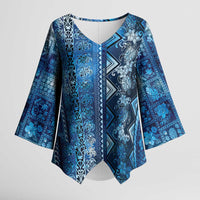 Hawaii Makahiki Turtle Kimono Sleeve Blouse Galaxy Tapa Pattern - Polynesian Pride