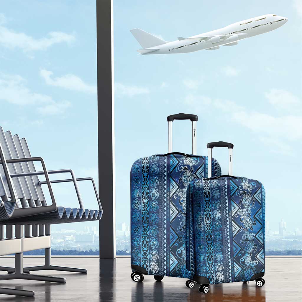 Hawaii Makahiki Turtle Luggage Cover Galaxy Tapa Pattern - Polynesian Pride