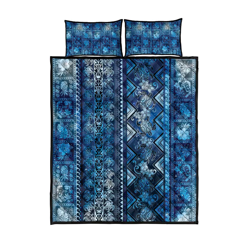 Hawaii Makahiki Turtle Quilt Bed Set Galaxy Tapa Pattern - Polynesian Pride
