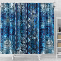 Hawaii Makahiki Turtle Shower Curtain Galaxy Tapa Pattern - Polynesian Pride
