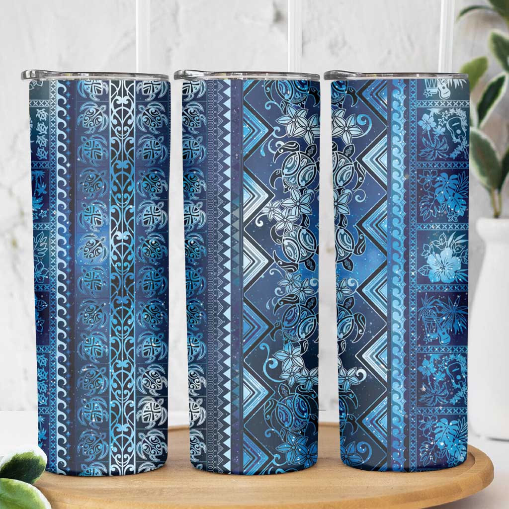 Hawaii Makahiki Turtle Skinny Tumbler Galaxy Tapa Pattern - Polynesian Pride