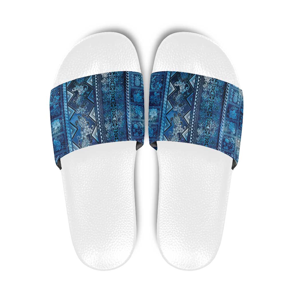 Hawaii Makahiki Turtle Slide Sandals Galaxy Tapa Pattern - Polynesian Pride