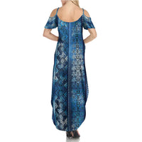 Hawaii Makahiki Turtle Summer Maxi Dress Galaxy Tapa Pattern - Polynesian Pride