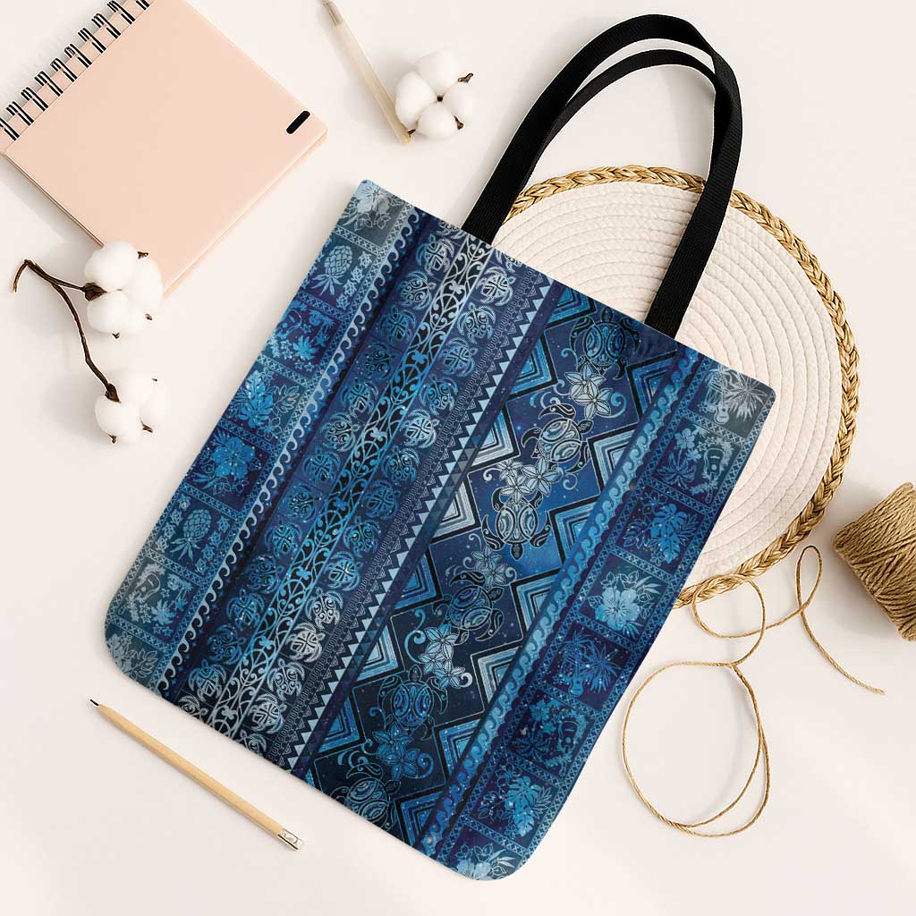 Hawaii Makahiki Turtle Tote Bag Galaxy Tapa Pattern - Polynesian Pride