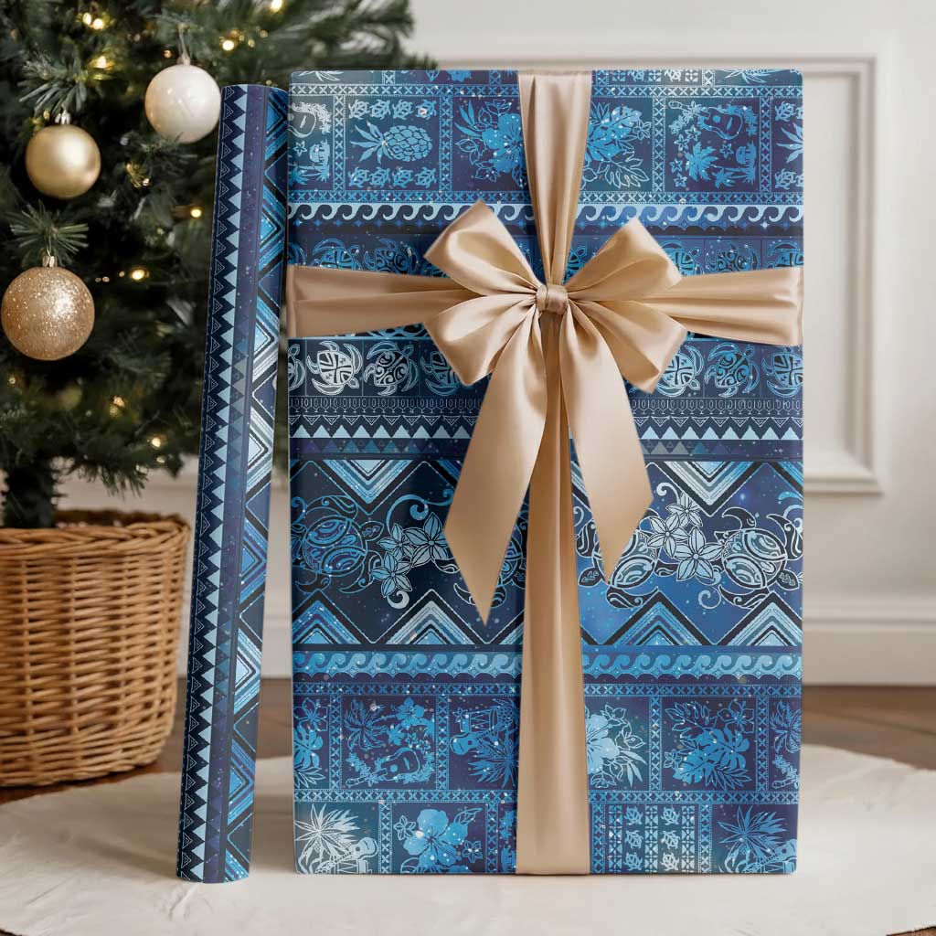 Hawaii Makahiki Turtle Wrapping Paper Galaxy Tapa Pattern - Polynesian Pride