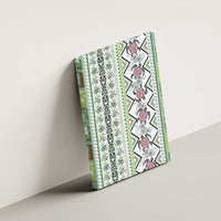 Hawaii Makahiki Turtle Canvas Wall Art Green Tapa Pattern - Polynesian Pride