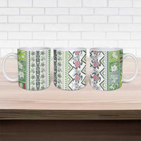 Hawaii Makahiki Turtle Ceramic Mug Green Tapa Pattern - Polynesian Pride