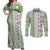 Hawaii Makahiki Turtle Couples Matching Off Shoulder Maxi Dress and Long Sleeve Button Shirt Green Tapa Pattern - Polynesian Pride