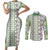 Hawaii Makahiki Turtle Couples Matching Short Sleeve Bodycon Dress and Long Sleeve Button Shirt Green Tapa Pattern - Polynesian Pride