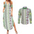 Hawaii Makahiki Turtle Couples Matching Summer Maxi Dress and Long Sleeve Button Shirt Green Tapa Pattern - Polynesian Pride