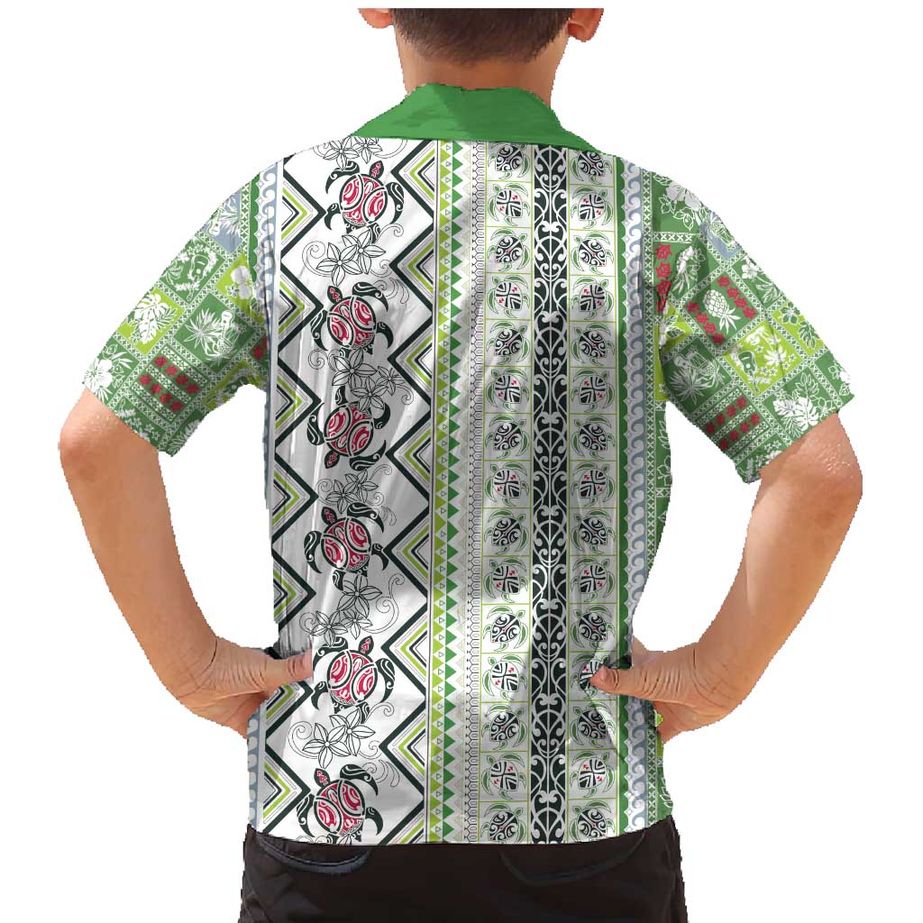 Hawaii Makahiki Turtle Family Matching Mermaid Dress and Hawaiian Shirt Green Tapa Pattern - Polynesian Pride